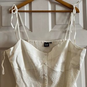 Gap off white linen corset midi dress XXL new with tags